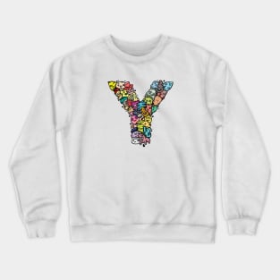 Alphabet Monster Doodle Letter Y Monogram Crewneck Sweatshirt